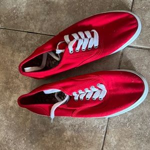 Red and white shoes